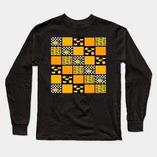 Tangerine and Plaid Patchwork Long Sleeve T-Shirt